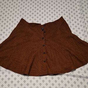 SHEIN Brown Button-Up Skater Skirt
